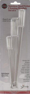 Set of 6 Stainless Steel and Nylon Straw Cleaning Brushes